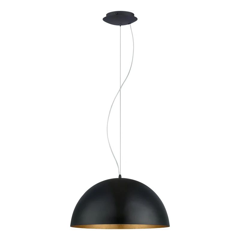 Eglo Gaetano 1 Pendant lamp, Steel Hanging Light, Black and Gold Ceiling Light, E27 Socket, Ø: 53 cm/20.8 inches