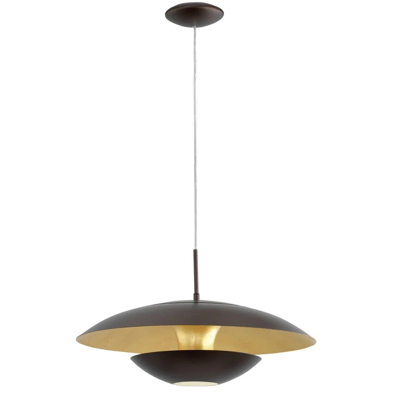EGLO Nuvano Pendant Lamp, Brown and Golden Metal Ceiling Light, Dining and Living Room Hanging Lighting, E27 socket, Ø 18.9 inches