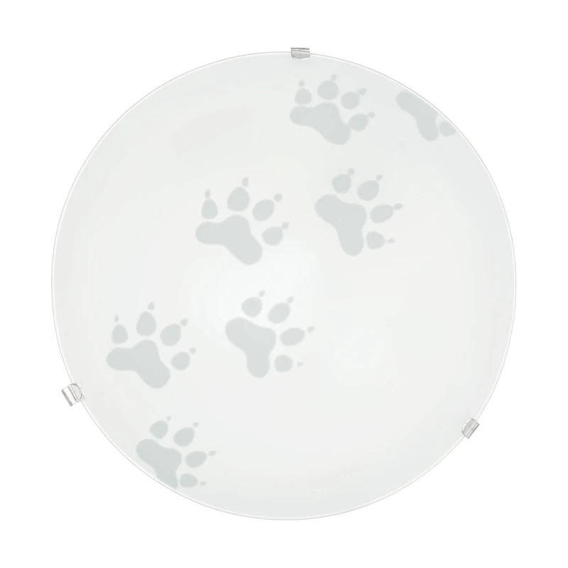 Eglo Ceiling lamp Mars, Wall Light, Ceiling Light Made of Steel, Colour: White, Glass: White Satin Motif paw, Socket: E27 - Image 1