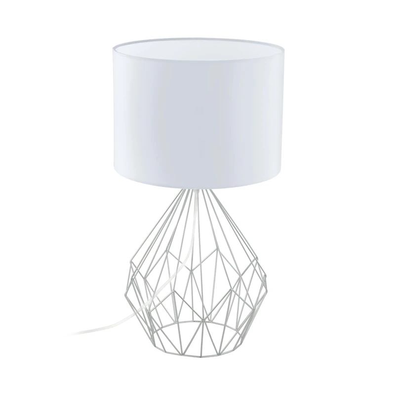 EGLO E27 Geometric Chrome/White Table Lamp 'PENDREGAL', 95187