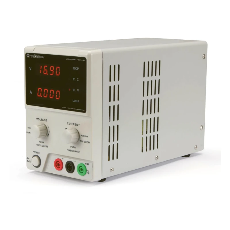Velleman LABPS3005N DC Lab Power Supply 0-30 Vdc/0-5 A Max with Dual LED Display, 240 V, Multi-Colour