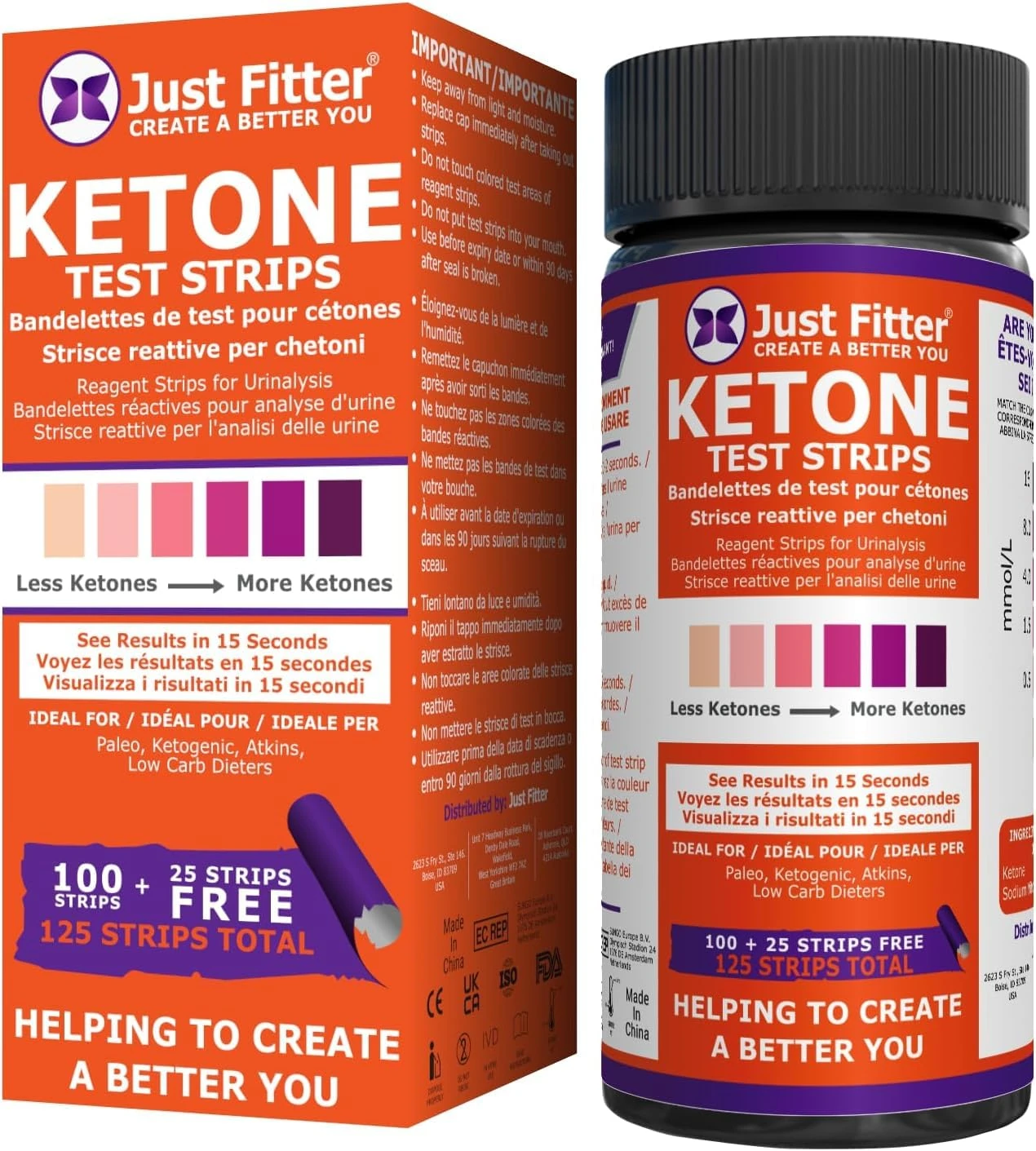 Ketone Keto Urine Test Strips. Look and Feel Great on a Low Carb Ketogenic Diet. Accurately Measure Your Fat Burning Ketosis Levels in 15 Seconds. 125 Strips.