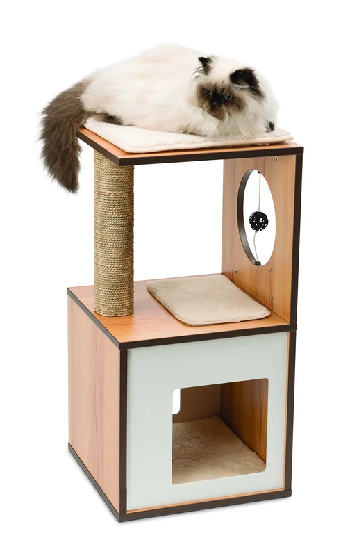 Vesper V-Box Cat Tree, Small in Walnut