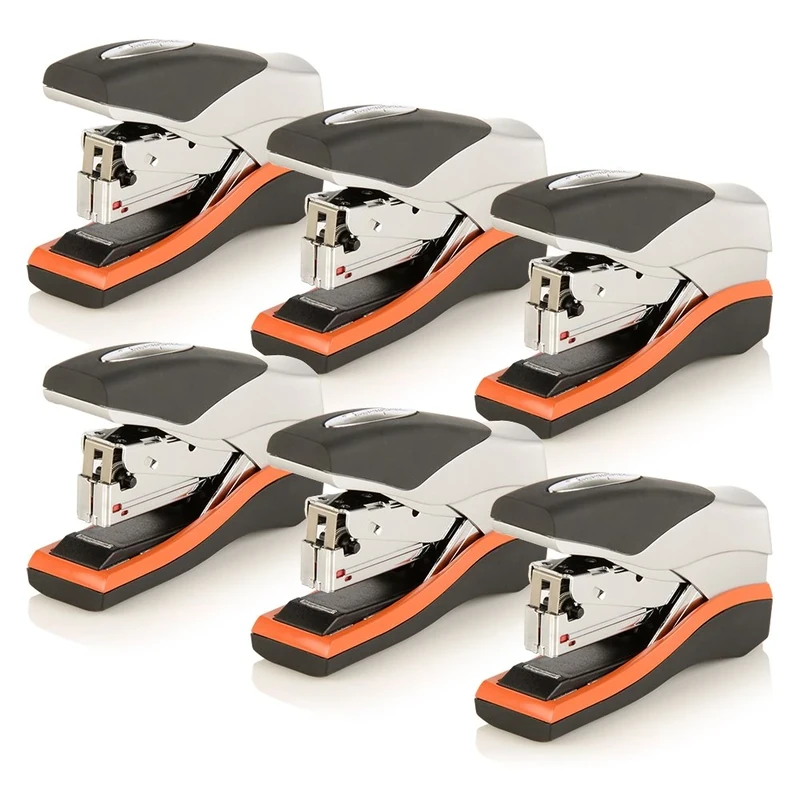 Swingline Stapler, Half Strip Desktop Stapler, 40 Sheet Capacity, Low Force, Compact Size, Office, Desk, Optima 40, Orange/Silver/Black, 6 Pack (87842) (S7087842-CS)