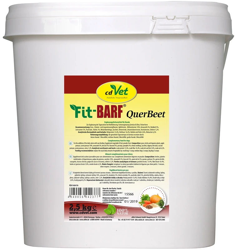 cdVet Naturprodukte Fit-BARF QuerBeet 2,5 kg - Complementary feed for dogs - grain-free - balanced nutrition in raw feeding - vegetable-herb combination - raw feeding - BARF -