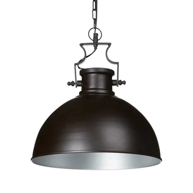 Relaxdays Industrial Matt Hanging, 146 x 40.5 x 40.5 cm Large Bell-Shaped Lampshade Metal Pendant Lamp Ceiling Light E27 up to 40W, Dark Brown, 40 W