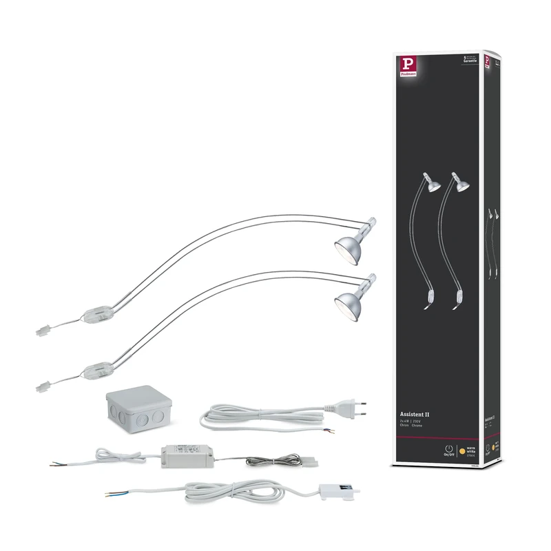 Paulmann 99909 LED Picture luminaire recessed luminaire incl. 2x4 watt Picture Lighting Chrome Picture lamp Metal Surface-Mounted lamp 2700 K GU5.3