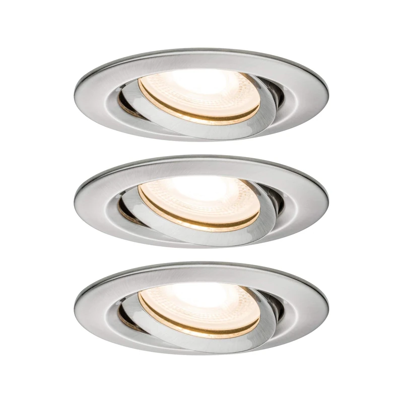 Paulmann Nova 92900 LED Recessed Spotlight Round IP65 7W Set of 3 Including GU10 Bulbs Pivotable Recessed Light Aluminium 7 W Brushed