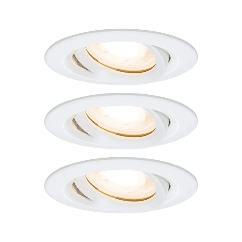 Paulmann Paulmann 92898 Nova Recessed LED Spotlight Round IP65 7W Set of 3 Including GU10 Bulbs Pivotable Recessed Light Aluminium 7 W Matt, matt White