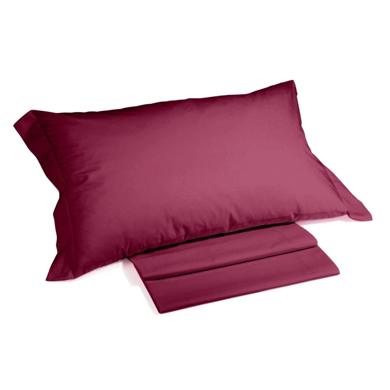 Caleffi - Solid Color Cotton Bed Sheet Set Double Bordeaux