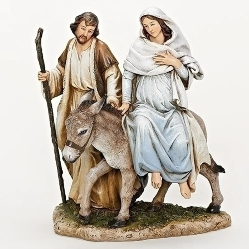 Roman La Posada Mary and Joseph with Donkey Figurine Statue Catholic 10729 8 Inch New