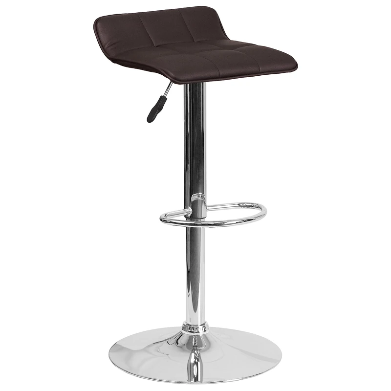 Flash Furniture Contemporary Vinyl Adjustable Height Barstool with Chrome Base, Metal, Brown, 50.8 x 50.8 x 30.48 cm