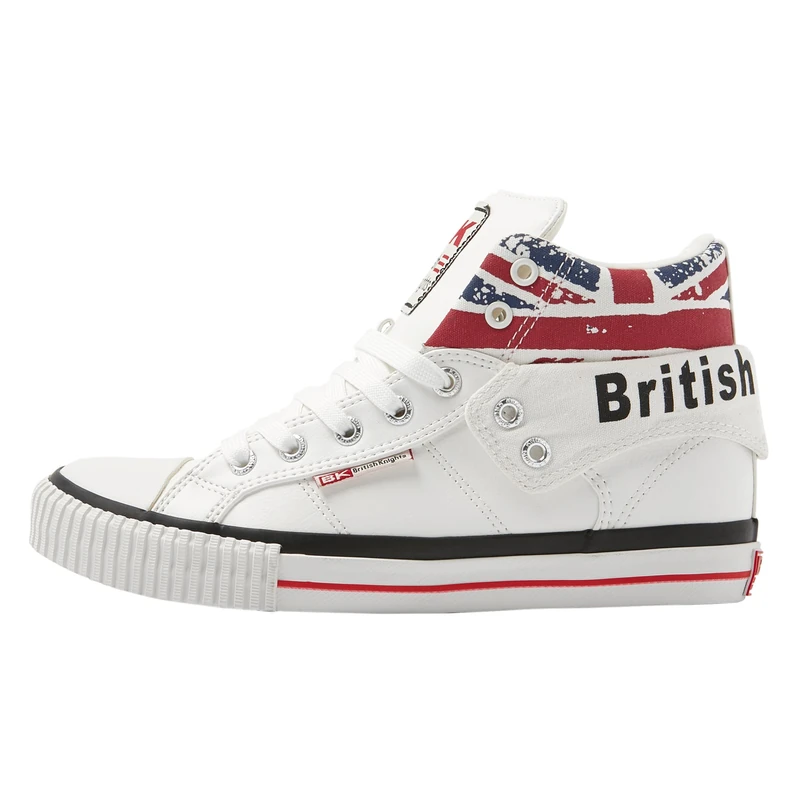 British Knights Unisex ROCO Hi-Top Trainers, White White Union Jack 1, 7.5 UK