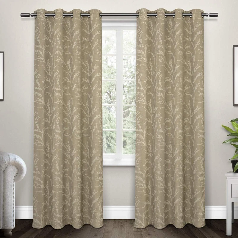 Exclusive Home Curtains Kilberry Woven Blackout Grommet Top Panel Pair, Natural, 52x96, 2 Piece