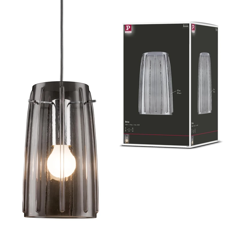 Paulmann 95352 Drio 2Easy URail Shade 152mm, Smoke Glass Rail System