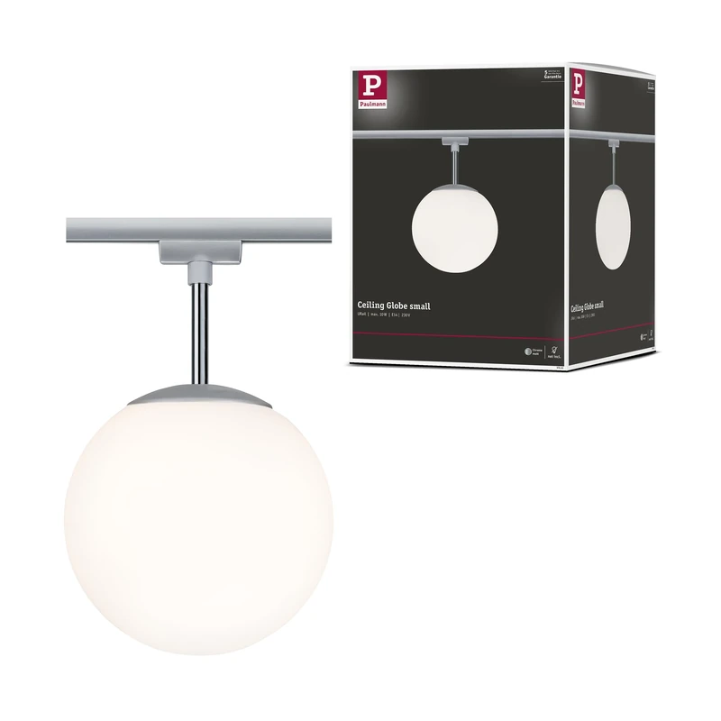Paulmann 97602 Globe URail Individual spot E14 max. 10W dimmable 230V Chrome matt, Opal Rail System – Choose Any lamp