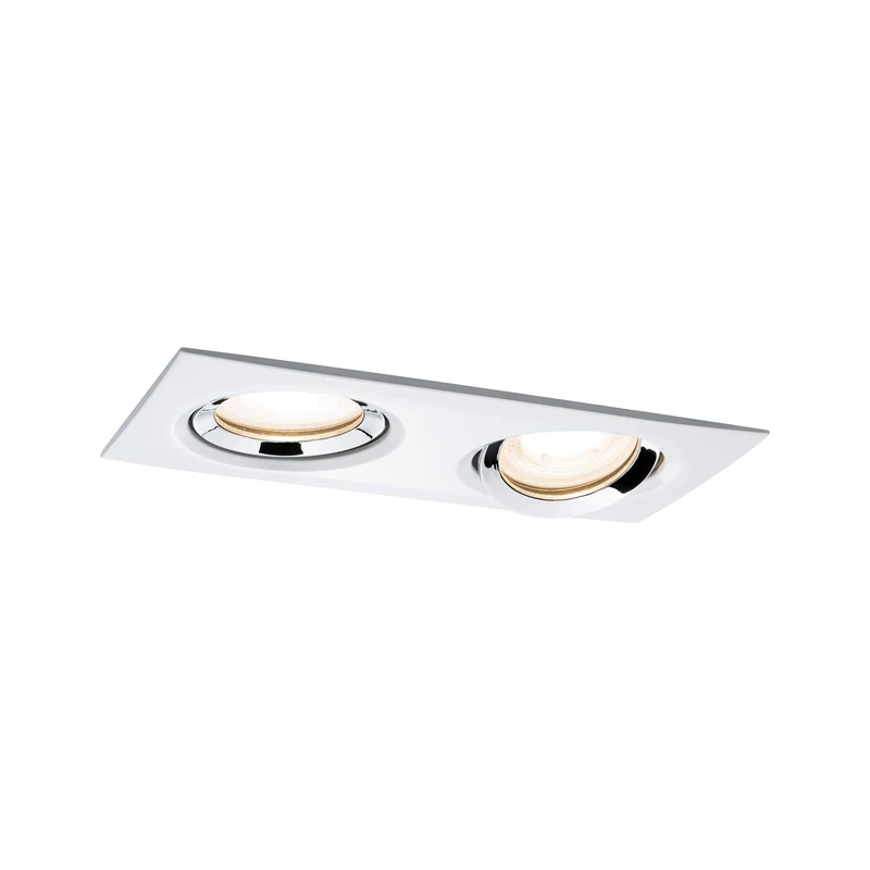 Paulmann 92902 Nova LED recessed luminaire Swivel rect. incl. 2x7W dimmable recessed spot White matt, Chrome spot alu. zinc recessed lamp 2700K GU10