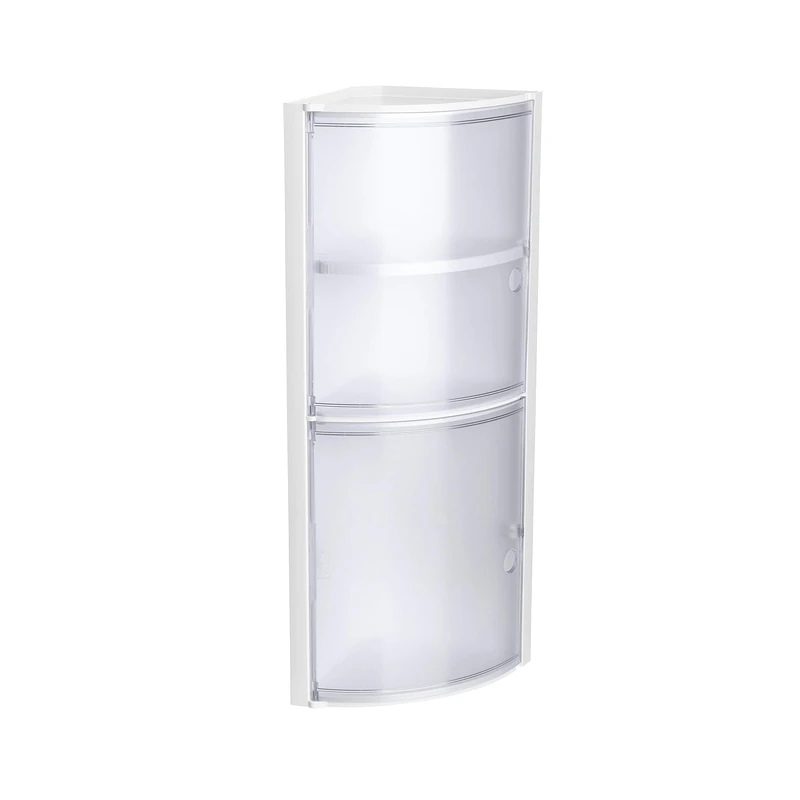 TATAY Bathroom Storage Corner Cabinet with 2 Doors | Wall Fixing with or without Screws | Polypropylene | Screws Included | Easy to Clean | Holds up to 8 kg | Durable Plastic | 20x20x62.5 cm - Glaçé - Image 1