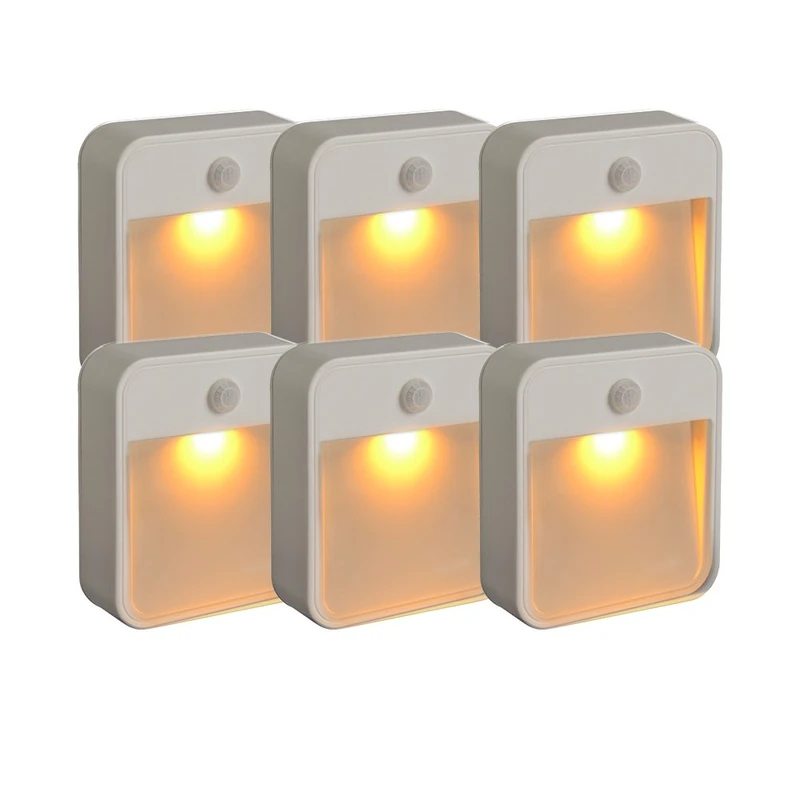 Mr Beams MB720A Sleep Friendly Battery-Powered Motion-Sensing LED Stick-Anywhere Nightlight with Amber Color Light (6 Pack) - Image 1