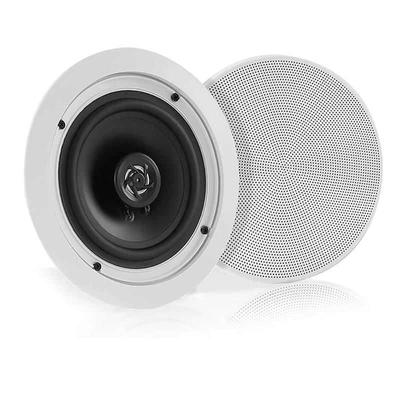 PYLE 5.25” Pair Bluetooth Flush Mount In-wall In-ceiling 2-Way Speaker System Quick Connections Changeable Round/Square Grill Polypropylene Cone & Polymer Tweeter Stereo Sound 150 Watt