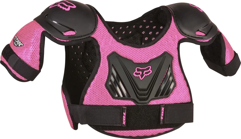 Fox Racing - Peewee Titan Roost Deflector – Unisex-Children – Mountain Bike Motocross Chest Protector – Adjustable, For Children Aged 4–7 Years, Guards, Motocross, Black/Pink, S/M