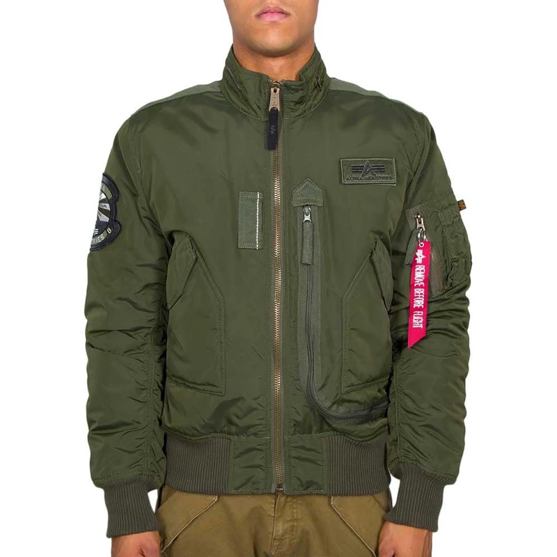 Alpha Industries Engine Bomber Jacket for Men Dark Green