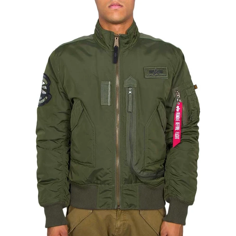 Alpha Industries Men's Engine Bomber Jacket, Dark Green, S
