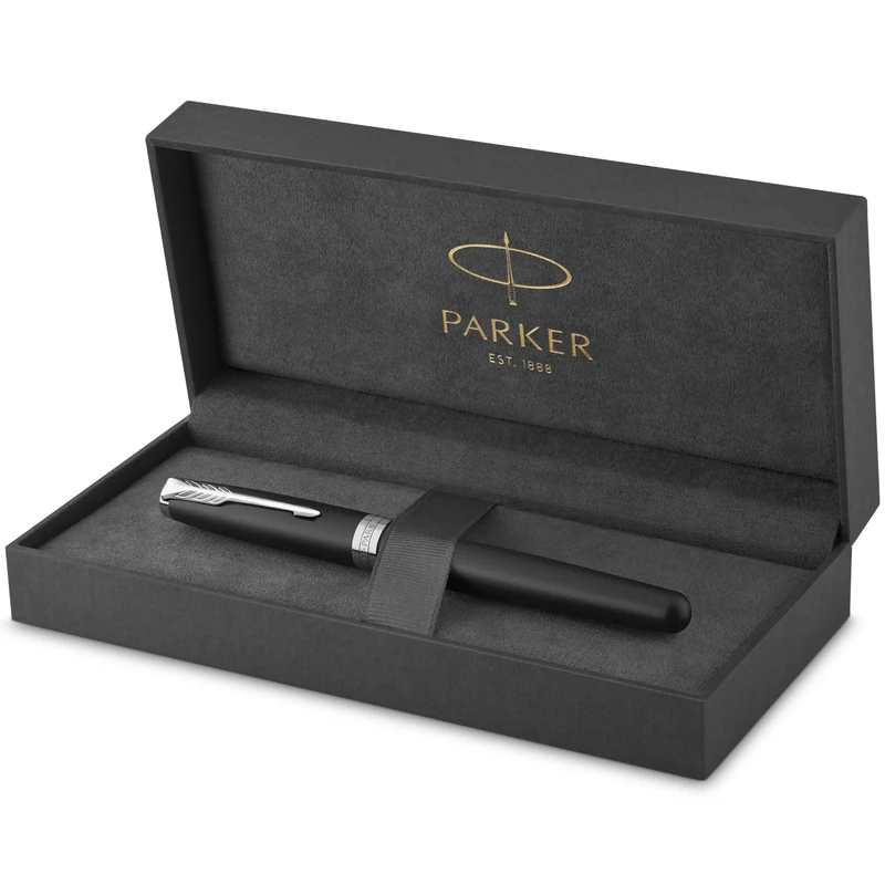 Parker Sonnet Fountain Pen | Matte Black Lacquer with Palladium Trim | Fine Nib | Gift Box
