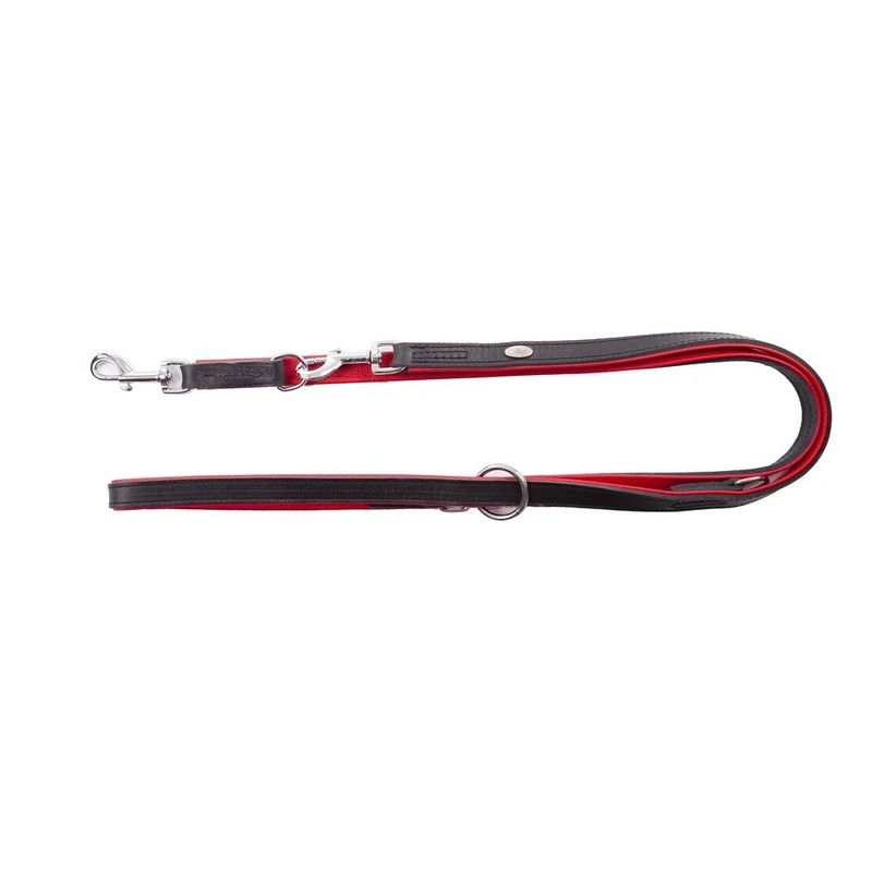 Dingo Soft Leather Dog Leash - Black/Red 120-200 cm 11459