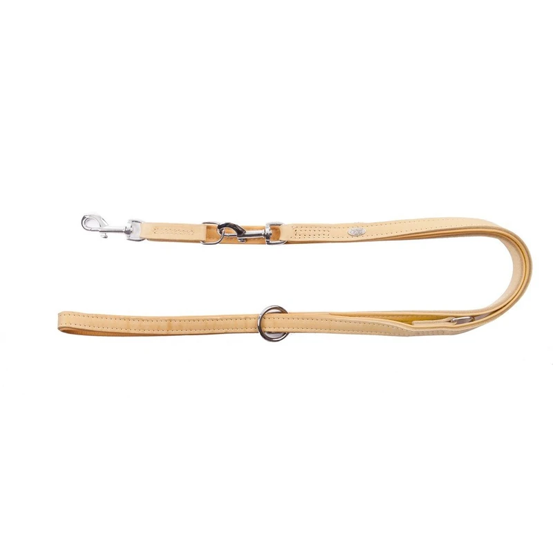 Dingo Soft Leather Dog Leash - Adjustable 120-200 cm Natural