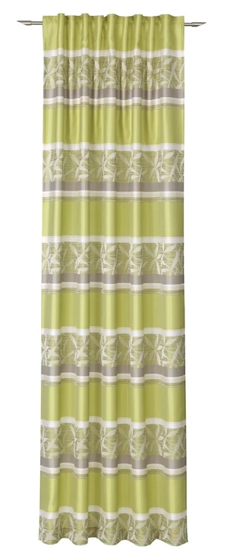 Deko Trends Elpaso Curtain with Tab-Top Strip, Fabric, Wollweiß-grün-taupe, 245 x 146 x 0.1 cm