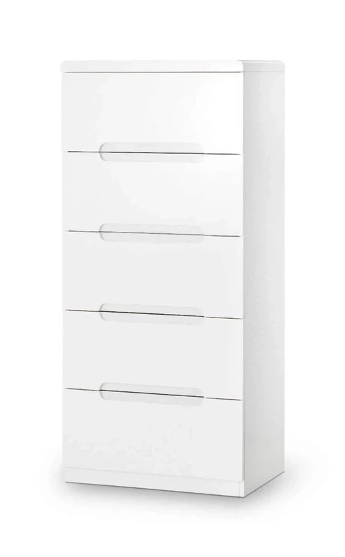 Julian Bowen Manhattan 5 Drawer Narrow Chest, White