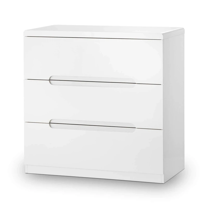 Julian Bowen Manhattan 3 Drawer Chest - High Gloss White Chests