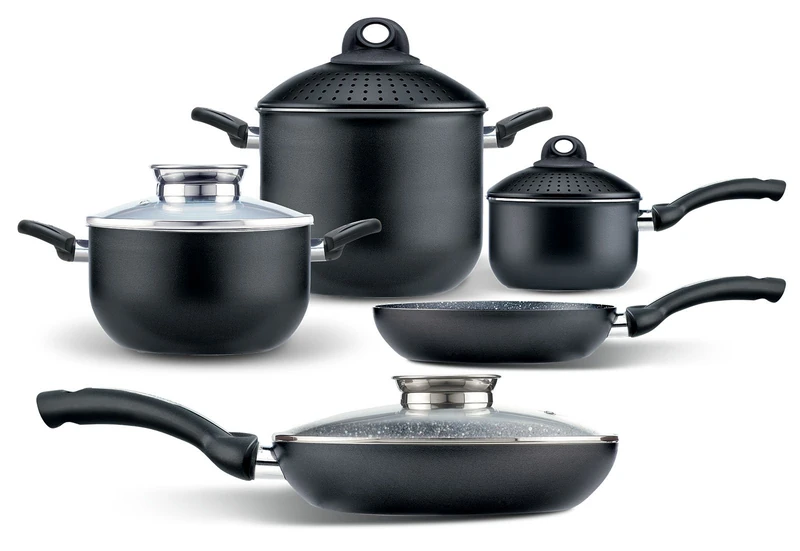 Pensofal Biostone Set 9 Pcs 2 Frypans 20-26Cm And 1 Pastasì 5 Lt Family And 1Saucepan 2 Handles 20Cm And Glass Lid And 1 Glass Lid 26Cm - Diameter 30 Cm.