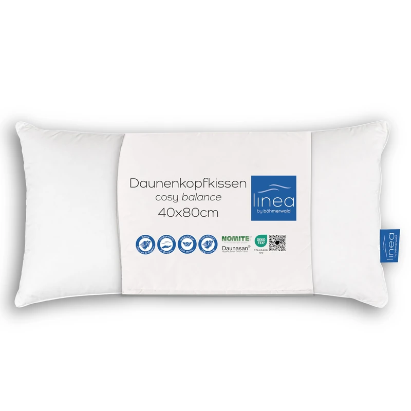 Böhmerwald Comfort Pillow, 70% Feather / 30% Down, Filling Weight: 500 g, Support Comfort: Normal, White