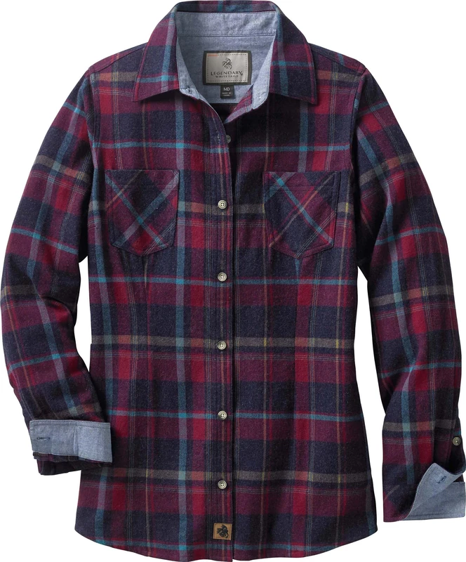 Legendary Whitetails Womens Cottage Escape Flannel Shirt, Sangria Plaid, Small - Image 1