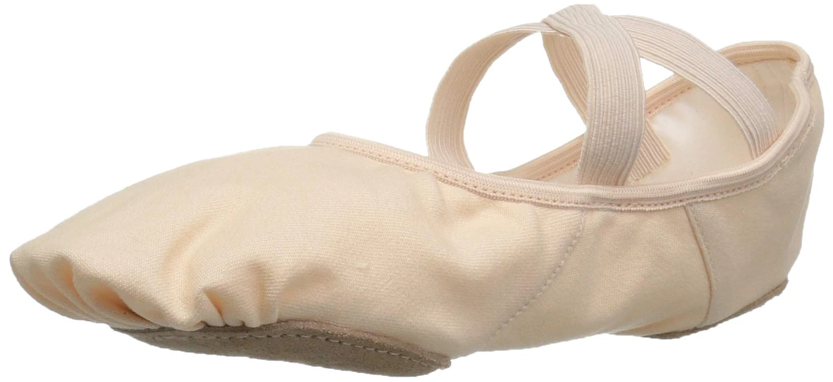 Capezio Hanami Canvas Split Sole Ballet Shoes for Women, No Drawstring, Leather Sole, Elasticated Flat Pink Ballet Shoes for Dance, Yoga, Gymnastics, 2037W, Light Pink, Adult Size 5.5