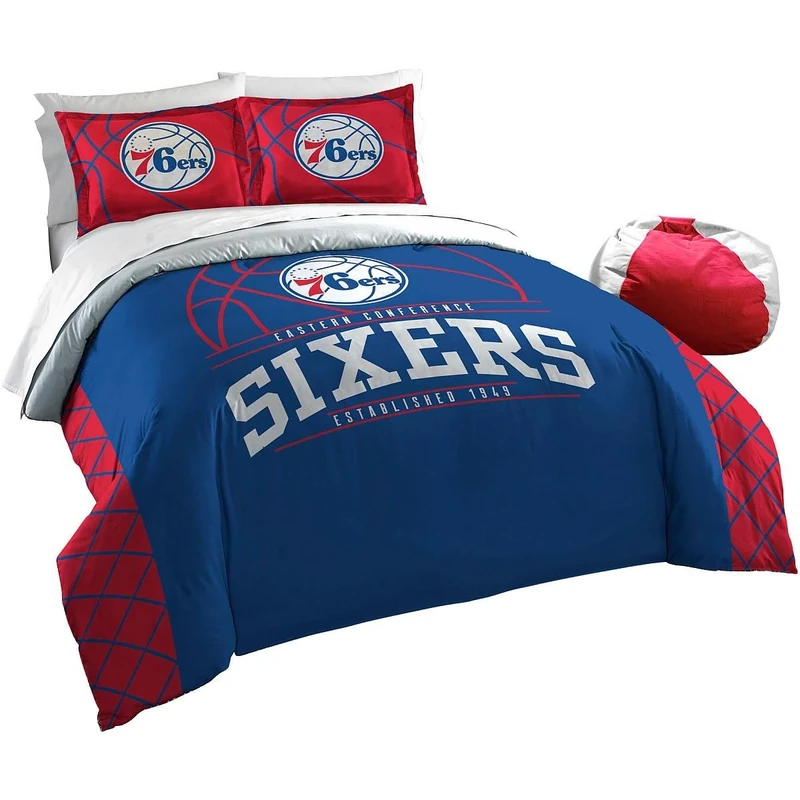 Northwest Officially Licensed NBA Philadelphia 76ers Reverse Slam Full/Queen Comforter and 2 Sham Set
