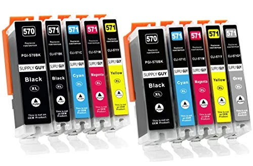 Supply Guy 10 Ink Cartridges compatible with Canon PGI-570 / CLI-571 for Canon Pixma MG7700 MG7750 MG7751 MG7752 MG7753 TS8000 TS8050 TS8051 TS8052 TS8053 TS9000 TS9050 TS9055