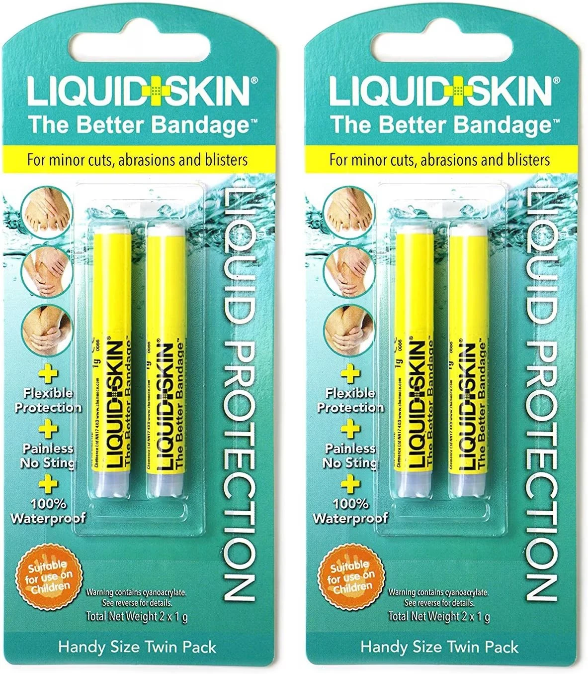 Liquid Skin Liquid Plaster - Waterproof Liquid Bandage for Cuts, Wounds, Cracked Skin, Scrapes - Promotes Faster Natural Healing - No Sting, Non-Burning, Safe for Kids Formula - Pack of 4 Pipettes