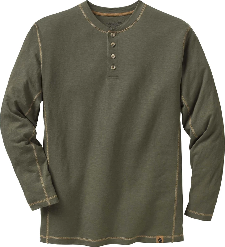 Legendary Whitetails Men's Standard Maverick Slub Henley Shirt, Army, X-Large