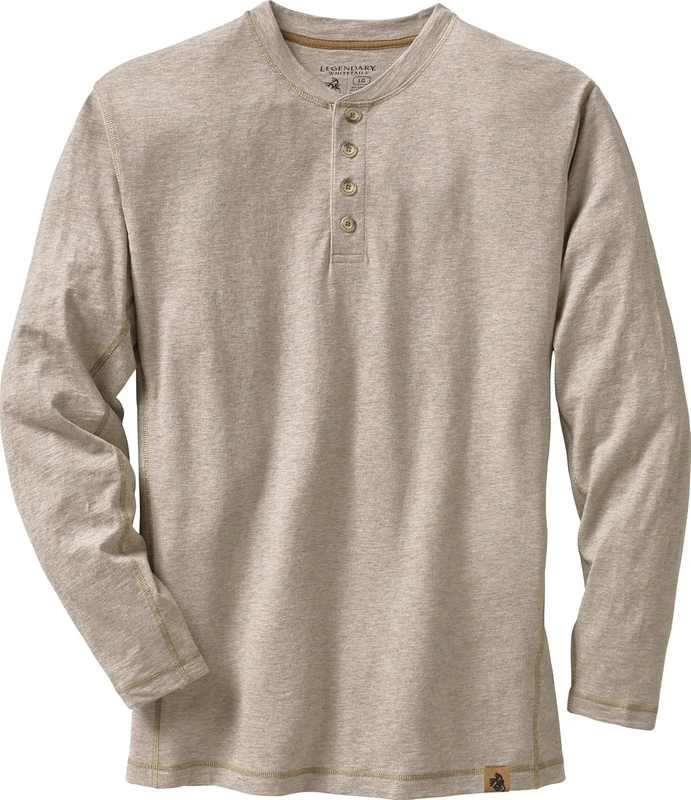 Legendary Whitetails Mens Henley Long Sleeve Casual Fit Shirt, Thicket Heather, Small