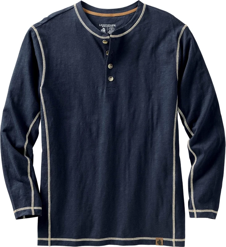 Legendary Whitetails Men's Maverick Slub Henley Shirt, Navy, Large Tall