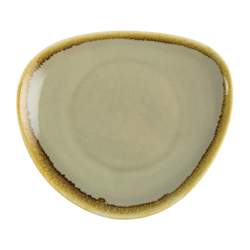 Olympia Kiln Triangular Plate Moss 165mm 65 Rimmed Kitchen Serving 6pc - Image 1