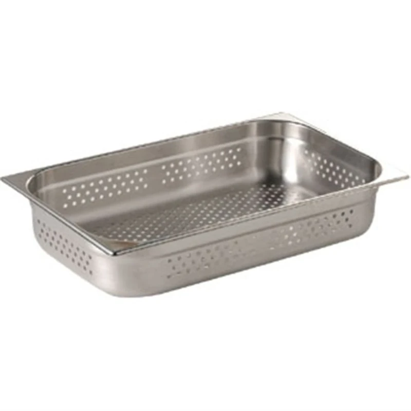 Vogue Stainless Steel Perforated 1/1 Gastronorm Pan 200mm Deep Food Container