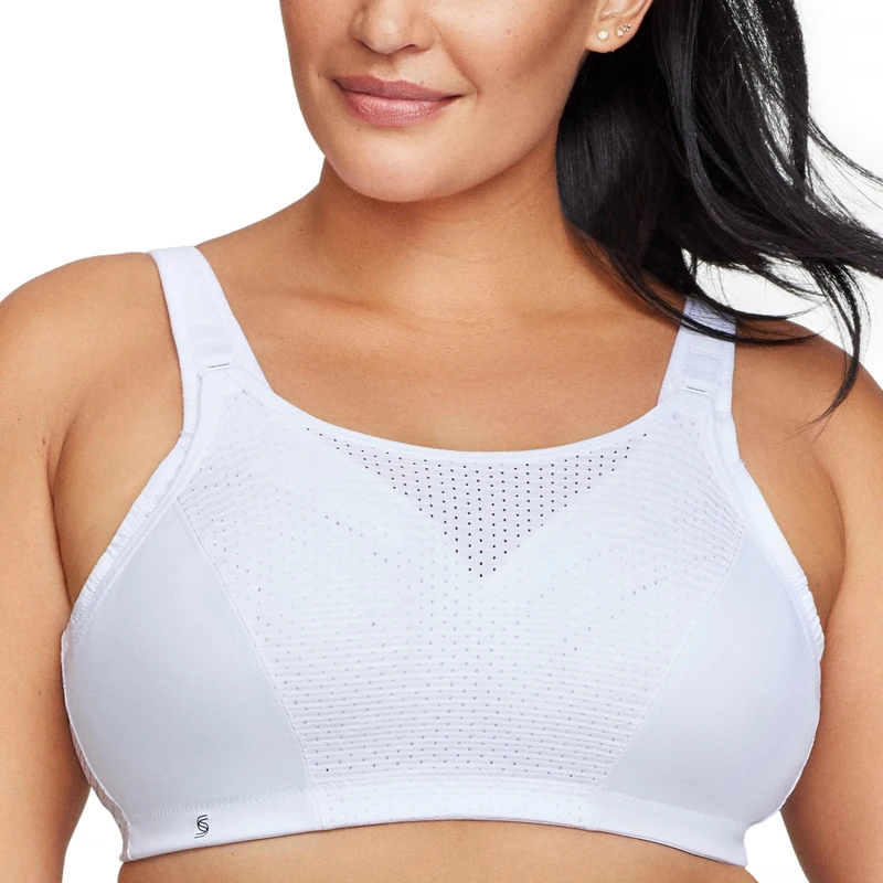 Glamorise Custom Control Sports Wirefree Bra 1166 (Women's & Women's Plus) White/Gray