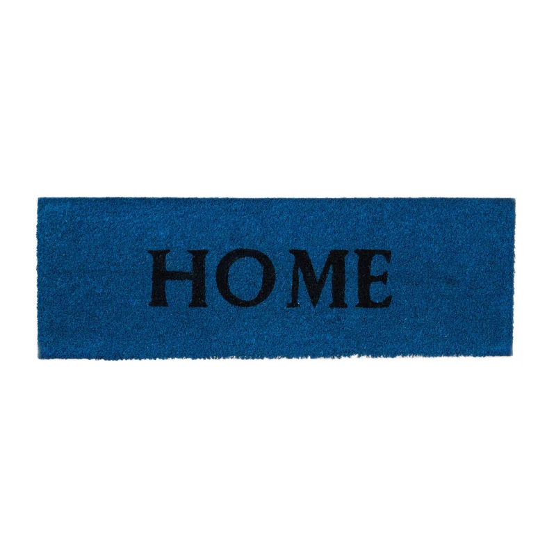 Relaxdays Home Floor Mat Coconut Fibre Doormat 75x25 Non-Slip Face PVC Blue