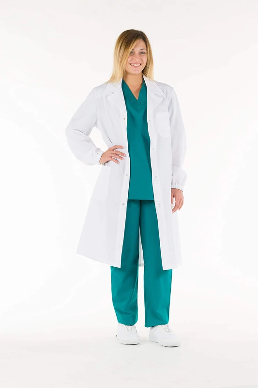 Gima - Unisex White Lab Coat, Doctor's Work Wear, Made of 100% High Quality Cotton, EU Size 42, Professional and Stylish Line.