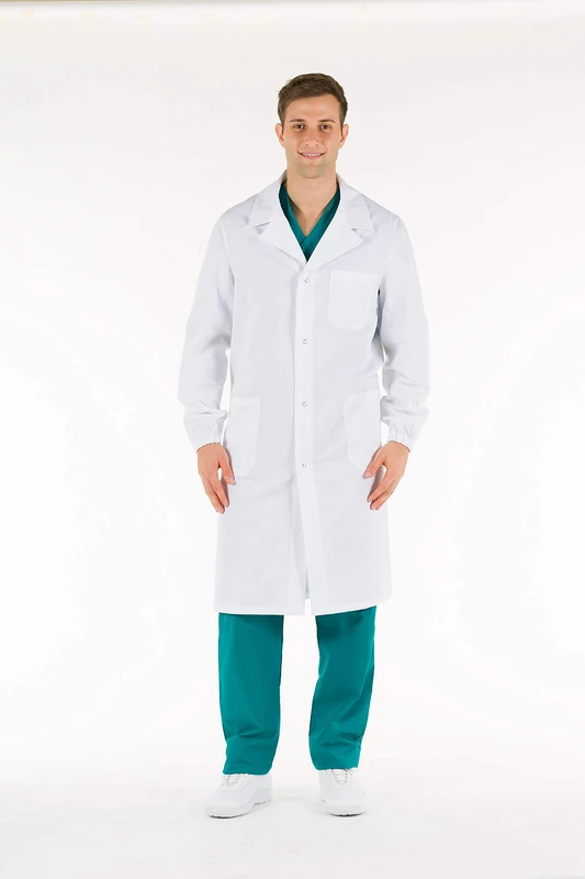 Gima - Unisex White Lab Coat, Doctor's Work Wear, Made of 100% High Quality Cotton, EU Size 50, Professional and Stylish Line.