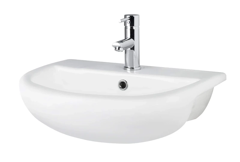 Hudson Reed Modern Bathroom Curved Semi Recessed Basin, 170mm x 500mm x 390mm, White, NCH305A